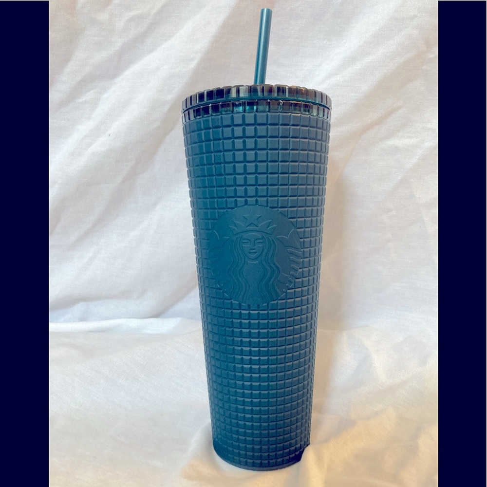 Starbucks Tumbler SOFT TOUCH GRIP - GRID - VENTI, PRUSSIAN BLUE (DARK TEAL) NWT!